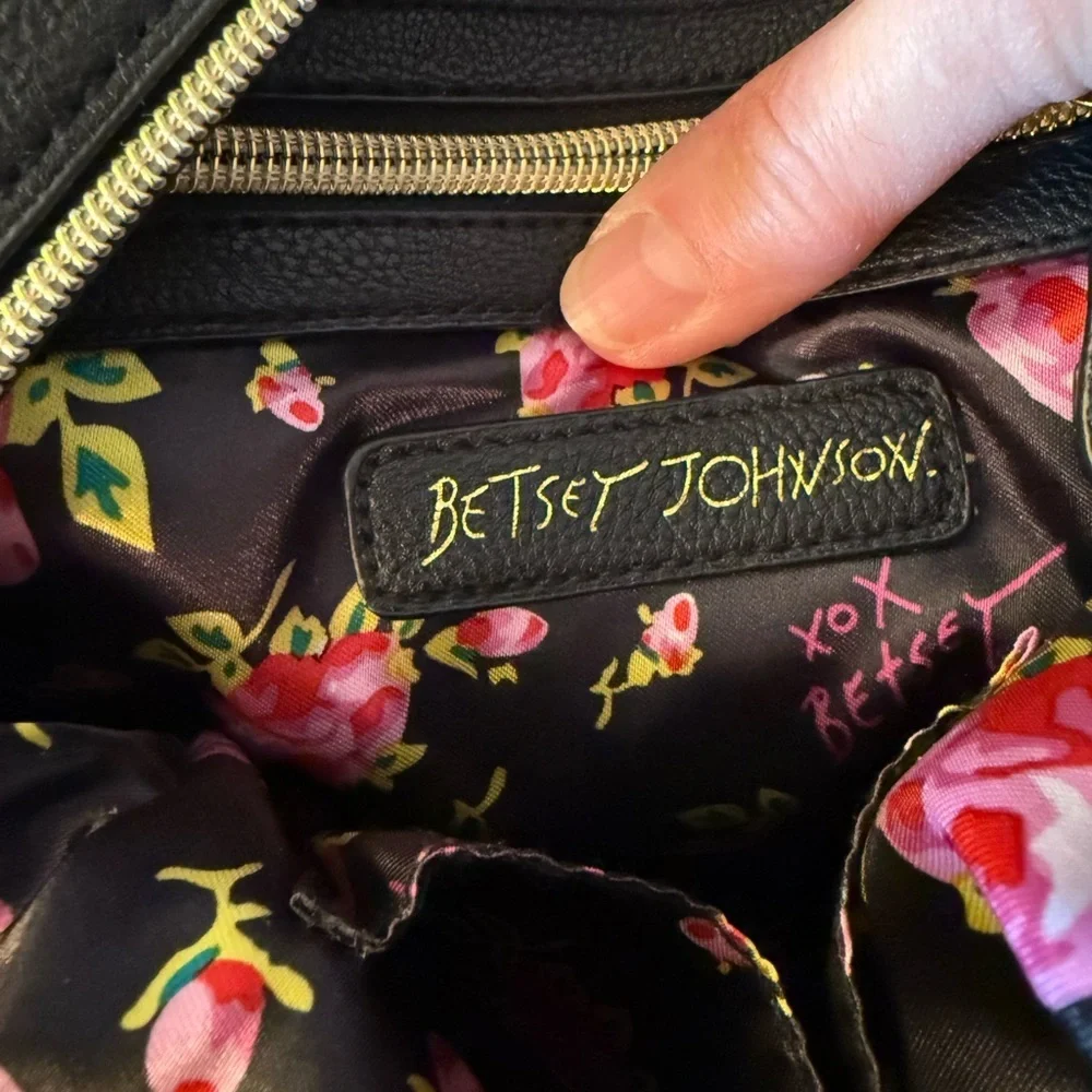 Betsey Johnson Quilted Cream and Black Backpack